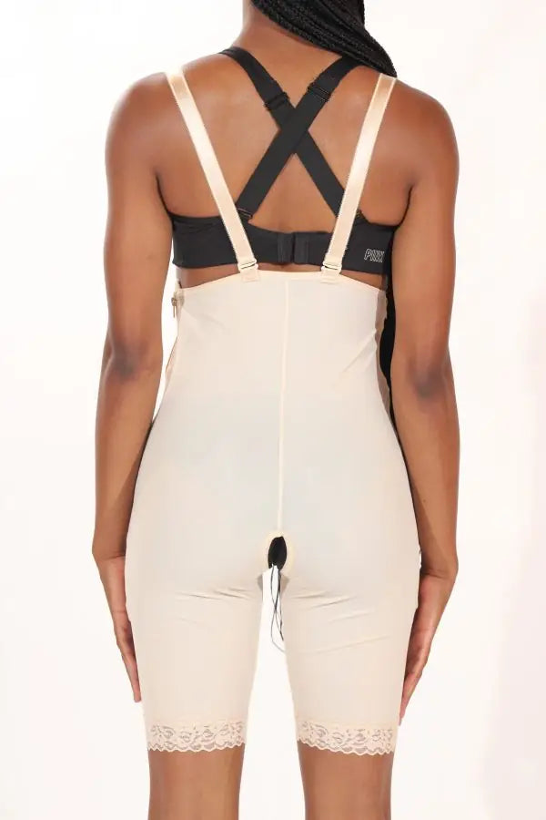 Mid-Thigh Body Garment with Suspenders & Side Zippers – ContourMD (Style 34Z-MTW2)